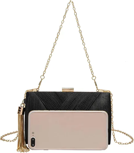 Miniatura 4 de LETODE Elegante bolso de mano con colgante de borla para mujer, bolso de mano de seda para novia, boda, baile de graduación, fiesta nocturna