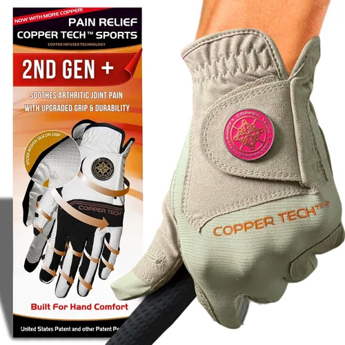 Miniatura 7 de Copper Tech Plus Ladies Golf Gloves Women (2nd Gen) Copper Compression Joint Support with Flexible & Comfortable Fit Tacky Silicone Pad
