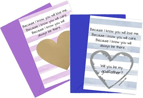 Miniatura 6 de Tarjeta para raspar con texto en inglés «Will You Be My Godmother Godfather Scratch Off», tarjeta para promoción de Tia y Tio a Padrinos de parte
