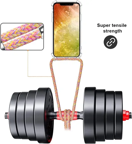 Miniatura 2 de Funda para iPhone 11 con cuello transparente para colgar y colgar en el hombro, cubierta de teléfono cruzada, para mujeres y niñas, funda protectora
