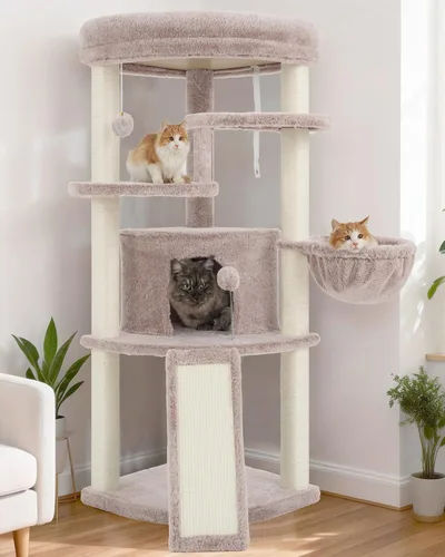 Miniatura 13 de Gitelsnour Árbol esquinero para gatos de interior, torre para gatos con todos los postes rascadores de sisal, condominio para gatos de varios