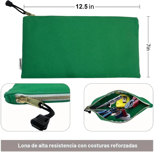 Miniatura 4 de Bolsa de herramientas de lona con cremallera, paquete de 6 bolsas de herramientas resistentes, bolsas de almacenamiento multiusos con cremalleras