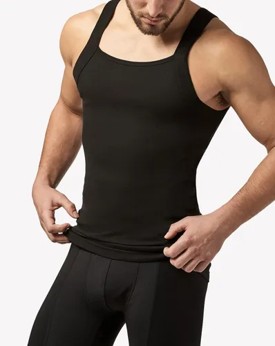 Miniatura 6 de papi Paquete de 3 camisetas sin mangas de algodón con cuello cuadrado para hombre, Negro, azul, rojo