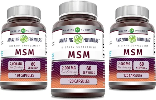 Miniatura 7 de Amazing Formulas MSM (metilsulfonilmetano), suplemento de 2000 mg por porción, cápsulas, sin OMG, sin gluten, fabricado en Estados Unidos