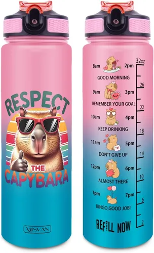 Miniatura 19 de Botellas de agua de 32 onzas, con marcador de tiempo, botella de agua reutilizable, botella de agua deportiva, botellas de agua de plástico, botella