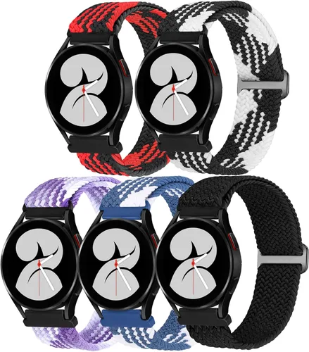 Paquete de 5 correas deportivas de nailon solo compatibles con Samsung Galaxy Watch 5 Pro de 1.772 pulgadas/Galaxy Watch 5 y 4 de 1.575 pulgadas,