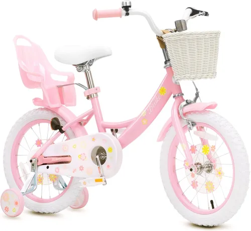 Miniatura 19 de Bixike Girls Bike with Basket for Toddlers and Kids Aged 3-14 Years Old, 12 14 16 18 Inch with Training Wheels & Doll Seat, 20 Inch with Kickstand &