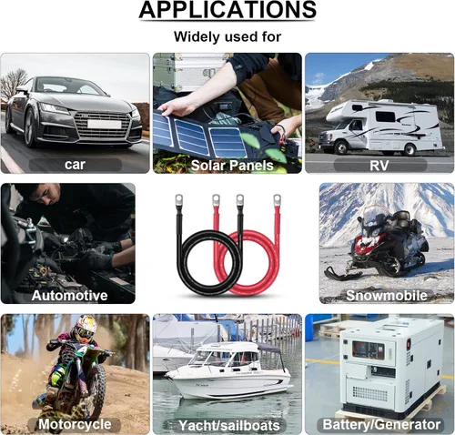 Miniatura 7 de iGreely - Cables de batería de calibre 4 para inversor de corriente con lengüetas de 5/16 pulgadas para panel solar, motocicleta, caravana y marina