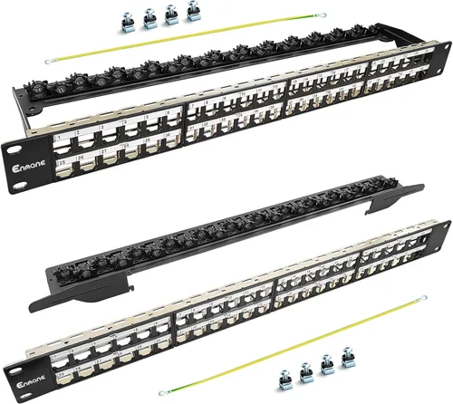 Miniatura 8 de Panel de conexión Keystone en blanco de 48 puertos para montaje en rack y montaje en pared, 1U de 19 pulgadas para red RJ45