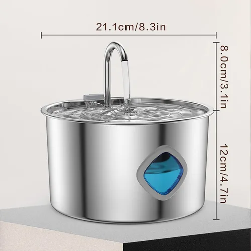 Miniatura 8 de Pawdrate - Fuente de agua para perros (3.2L/108 onzas), fuente de agua filtrada Pawdrate con ventana de agua y LED, dispensador automático de agua