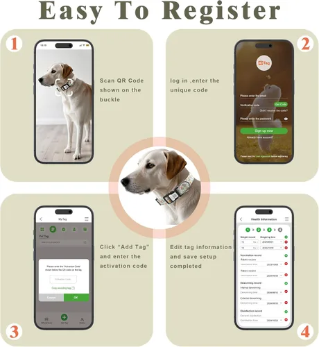 Miniatura 6 de Collares de perro para perros pequeños, collar de perro con etiqueta de nombre de código QR, material de poliéster suave, collar ajustable