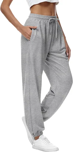 Miniatura 4 de Riyiper 2 piezas de pantalones deportivos para mujer, de cintura alta, pantalones deportivos holgados de moda con bolsillos