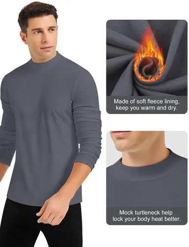 Miniatura 4 de SIMIYA Camisas de manga larga con cuello alto falso para hombre, suéter térmico ajustado y ajustado