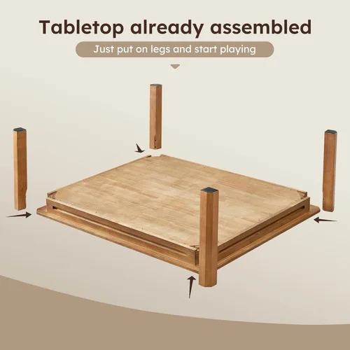 Miniatura 4 de Mesa auxiliar de juego de mesa con parte superior extraíble, asientos para 4 jugadores con área de juego de 3 pies - 7 pulgadas x 2 pies 9 pulgadas