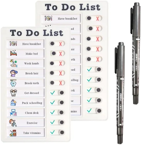 Tabla de Tareas para Niños Múltiples Niños, 2pcs Lista de Tareas Pendientes Tablero de Lista de Verificación (Lista de Tareas Pendientes-2pcs)