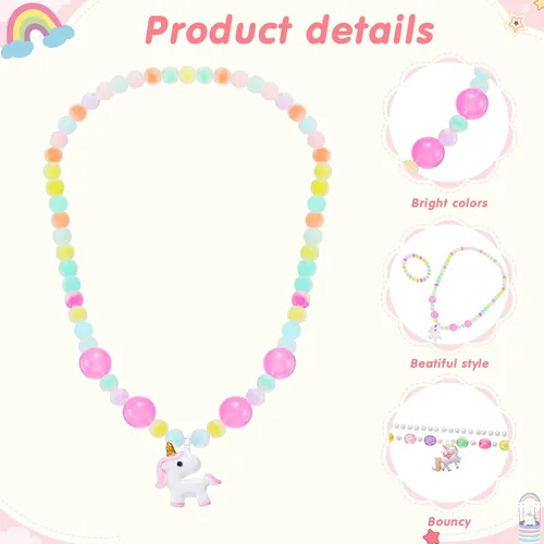 Miniatura 3 de Sumind 6 juegos de joyas para niñas pequeñas, collar de cuentas y pulsera para disfraz, joyas, regalos de princesa para fiestas (estilo mágico)