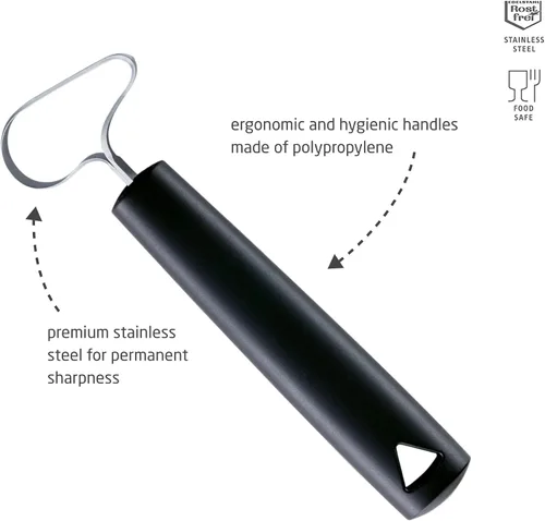 Miniatura 2 de triangle Descorazonador de frutas y verduras, acero inoxidable ultraafilado con dos anchos de corte, elimina núcleos y semillas, apto