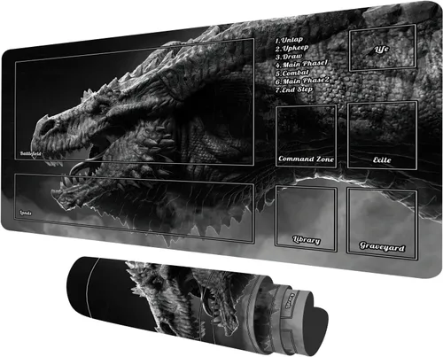 Zombie Dragon TCG - Tapete de juego con zonas, Dragon MTG, 23.6 pulgadas de ancho y 13.7 pulgadas de alto para juego de cartas intercambiables,