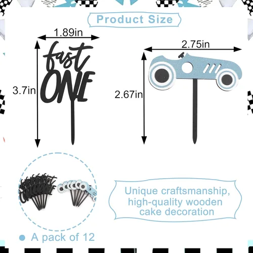 Miniatura 2 de Decoración de madera para cupcakes de coche de carreras, decoración de cumpleaños rápida de una magdalena Decoración temática de cumpleaños Fast