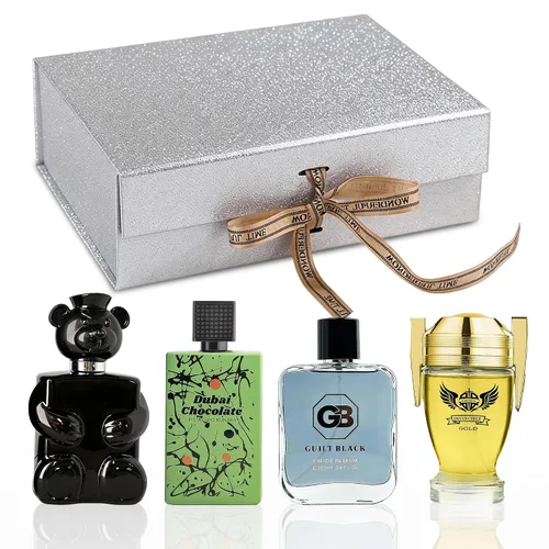 Miniatura 18 de A CENTER Set de regalo de colonia para hombre, 4 x 3.4 onzas líquidas, perfume de lujo con caja de presentación premium, regalo perfecto para el día