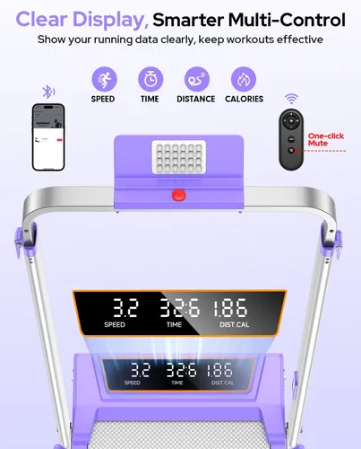 Miniatura 5 de Walking Pad Treadmill with 12% Incline & Adjustable Height, 4 in 1 Walking Pad with Handle Bar, 3.5HP Foldable Under Desk Treadmill, Portable