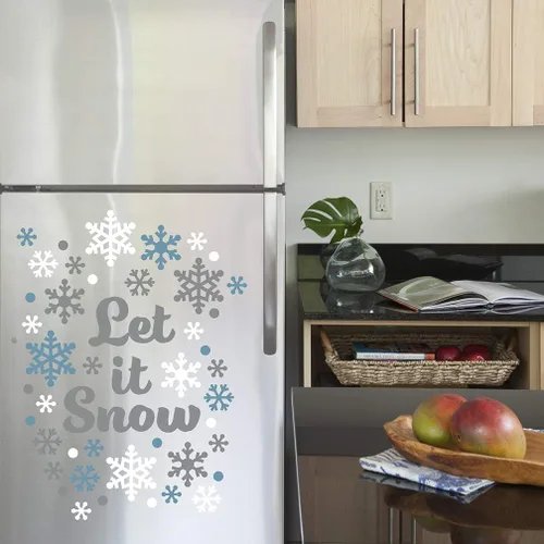 Miniatura 2 de Paper Riot Co. Let It Snow Copos de nieve calcomanías de pared de Navidad para vacaciones, adhesivo extraíble para aula, habitación de niños