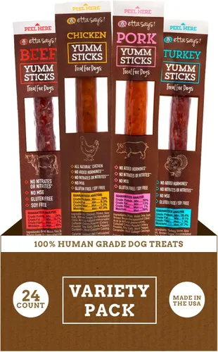 Miniatura 13 de etta says! Yumm Sticks - Golosinas de carne seca real para perros, carne seca de res, pollo, cerdo y pavo, grado humano, fabricadas en los Estados