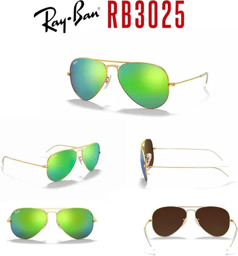 Miniatura 74 de Ray-Ban RB3025 - Lentes de sol de aviador de metal para hombre y mujer + paquete con kit de cuidado de gafas iWear de diseñador