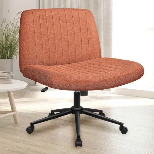 Miniatura 22 de NEO Chair Silla Criss Cross sin ruedas, sin brazos, con patas cruzadas, escritorio de oficina, silla ancha y cómoda de tocador para maquillaje, Beige