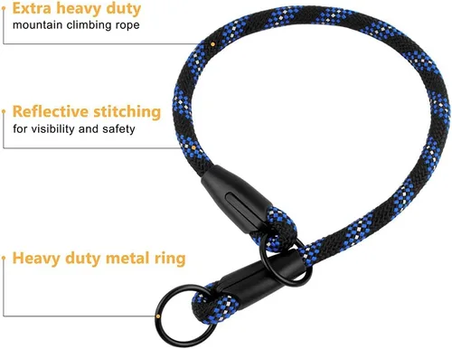 Miniatura 2 de BronzeDog Rope Pro - Collar de entrenamiento para perro trenzado sin tirones, collares redondos de liberación rápida para perros pequeños, medianos