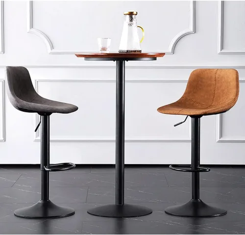 Miniatura 7 de Taburetes de bar ajustables Simplicity Silla de bar giratoria de cuero con respaldo de concha, sillas de pub con altura de mostrador, sillas