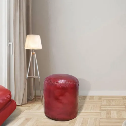 Miniatura 23 de Rugsotic Carpets Puf de cuero de cabra redondo hecho a mano ecológico negro – Puf de forma redonda, 14.0 in x 14.0 in x 14.0 in x 14.0 in, liso