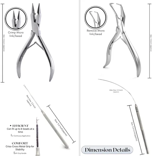 Miniatura 7 de Kit profesional de herramientas de extensión de cabello (plata)