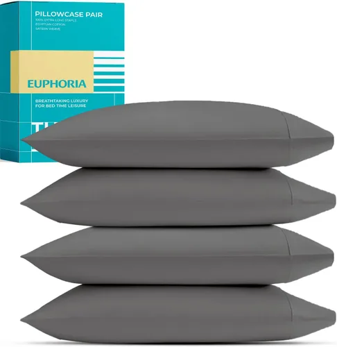 Miniatura 20 de THREAD SPREAD Fundas de almohada 100 % de algodón egipcio, fundas de almohada de 800 hilos, tamaño Queen / estándar, paquete de 2 unidades, suaves