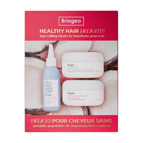 Briogeo Healthy Hair Delights - Kit de regalo para reparación del cuero cabelludo + cabello, máscara de acondicionamiento profundo, exfoliante para
