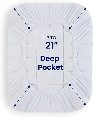 Miniatura 3 de SLEEP ZONE Protector de colchón de algodón de tamaño individual, lavable a máquina, cubrecolchón de algodón suave refrescante que se adapta a