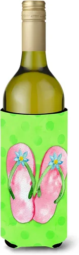 Miniatura 8 de Caroline's Treasures BB8220MUK - Chanclas color rosa con lunares verdes, ultra Hugger para latas delgadas, funda enfriadora de latas verdes, lavable