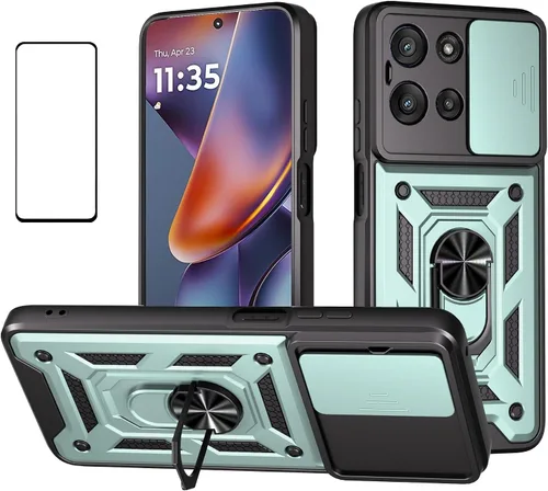 Miniatura 29 de Funda para Motorola Moto G 5G 2024 con protector de pantalla, funda protectora con protector de cámara, funda protectora con función atril para Moto