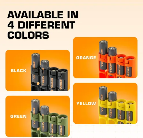 Miniatura 6 de Soporte para 12 baterías Storacell, AA Powerpax, color amarillo.