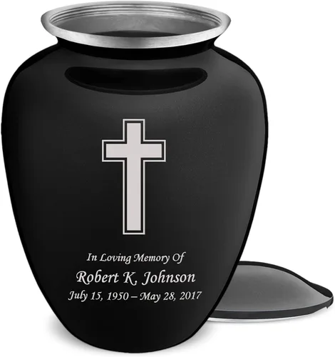 Miniatura 10 de Geturns Embrace - Urnas de cremación cruzadas personalizadas para adultos para cenizas humanas, urna funeraria grande negra para mujeres y hombres