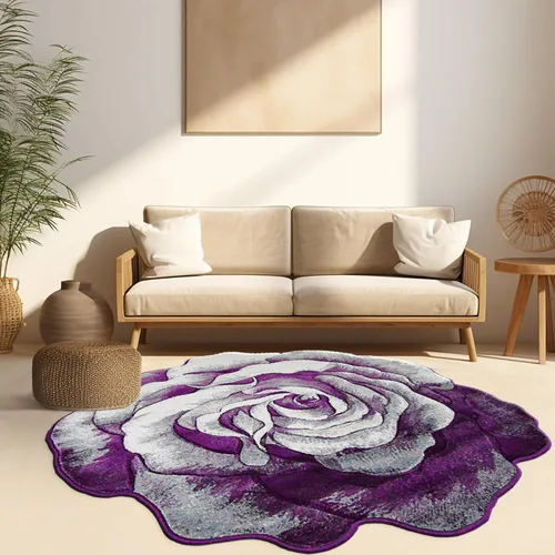 Miniatura 12 de Alfombra redonda de 2 pies con forma de flor, bonita alfombra de felpa con forma de flor, para dormitorio, suelo, sala de estar, alfombra 304 beige