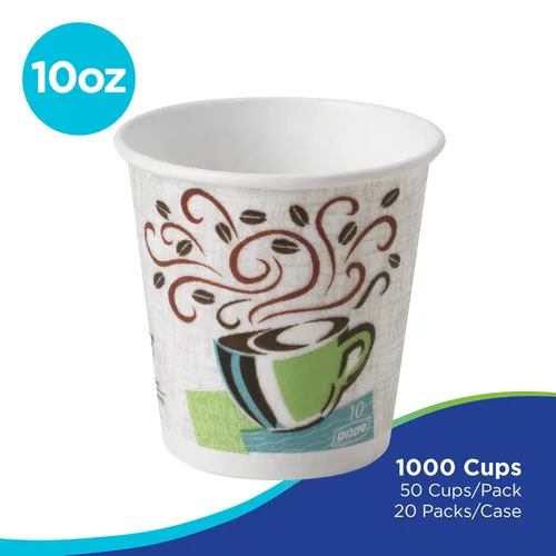Miniatura 2 de Vasos de papel para café Dixie PerfecTouch de 10 onzas por GP PRO, diseño Coffee Haze, 1000