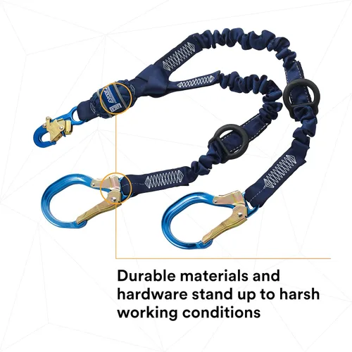 Miniatura 6 de 3M DBI-SALA 6' EZ-Stop 34" tela de poliéster doble pierna 100% cordón de absorción de golpes con gancho de cierre automático en cada extremo