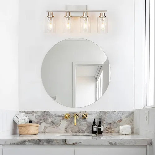 Miniatura 2 de 4 Luces Accesorios de Iluminación para Baño Níquel Cepillado Luz de Tocador Sobre Espejo Moderno Estilo Granja Apliques de Iluminación de Pared