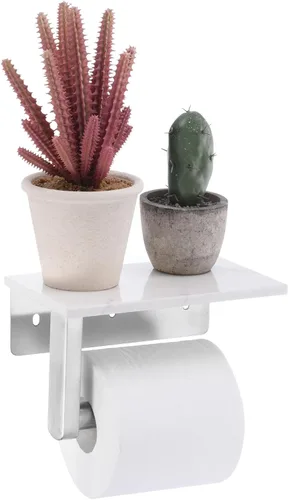 Miniatura 8 de uxcell Soporte de papel higiénico con estante de mármol, SUS304 de acero inoxidable montado en la pared, soporte para rollo de papel higiénico