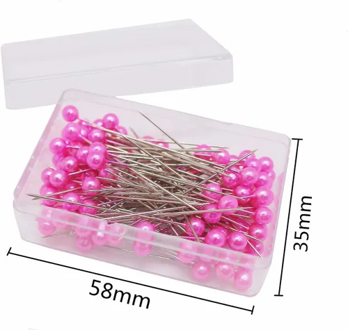 Miniatura 3 de 1200 piezas de alfileres para coser de tela, alfileres rectos con cabezas de bola perlada de 1.6 pulgadas, alfileres para acolchado para modista