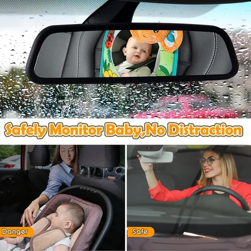 Miniatura 3 de Lynncare Juguete para Asiento de Automóvil, Espejo Juguete para Bebé Orientado Hacia Atrás, Centro de Actividades de Viaje para Bebé con Juguetes