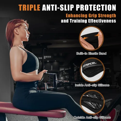 Miniatura 4 de ATERCEL Guantes de entrenamiento de gimnasio para hombres y mujeres, guantes de levantamiento de pesas con protección completa de la palma y agarre