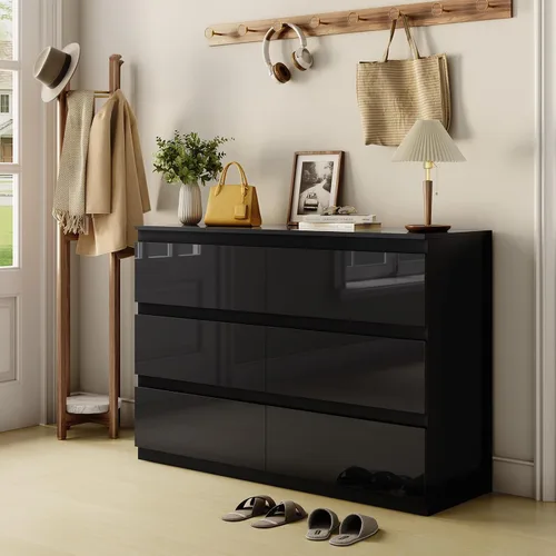 Cómoda de 6 cajones para dormitorio, cómodas de madera de 47" de ancho, cómoda moderna con cajones para almacenamiento de ropa, organizador de