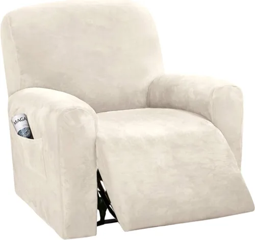 Miniatura 9 de H.VERSAILTEX Fundas elásticas de terciopelo para sillón reclinable, fundas para silla reclinable estilo de 4 piezas, funda para sillón reclinable